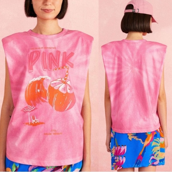 FARM Rio Pink Graphic Sleeveless Top - Picture 1 of 4